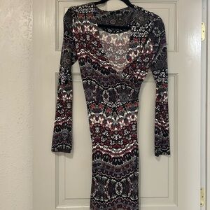 Jersey wrap style long sleeve dress